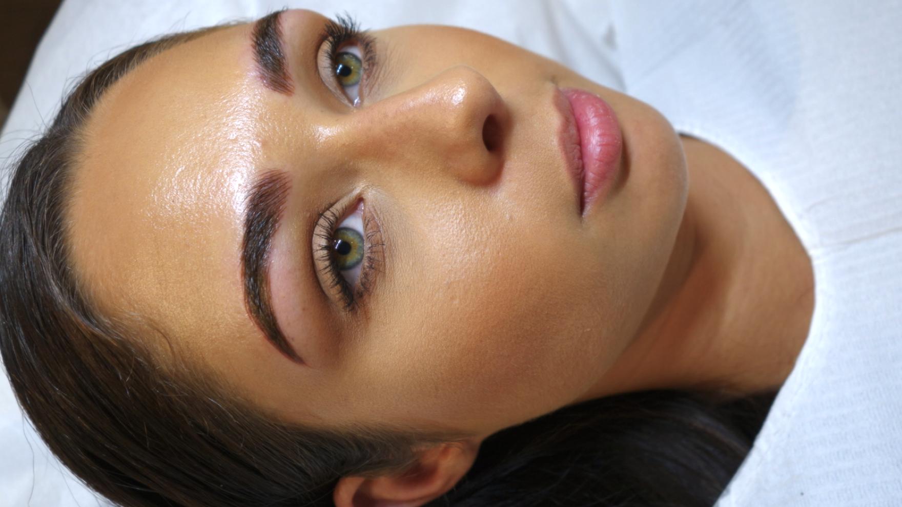 Healed microblading brows with a soft natural finish